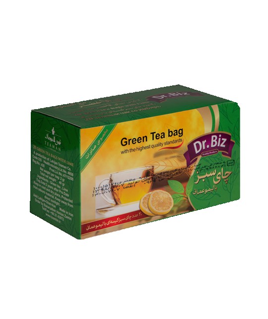چای سبز کیسه ای با طعم لیمو عمانی تیمن لاهیجان (تی بگی 20 عددی)